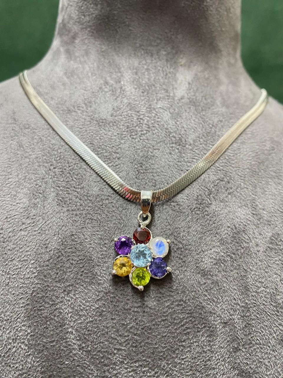 AAA+ Natural Multi Gemstone Pendant