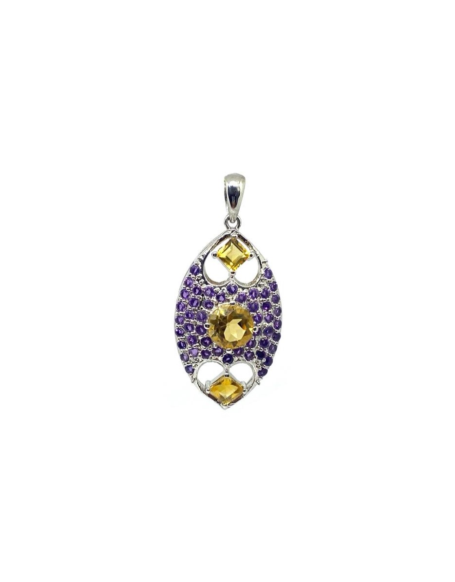 Elegant Amethyst & Citrine Sterling Silver Pendant - Image 3