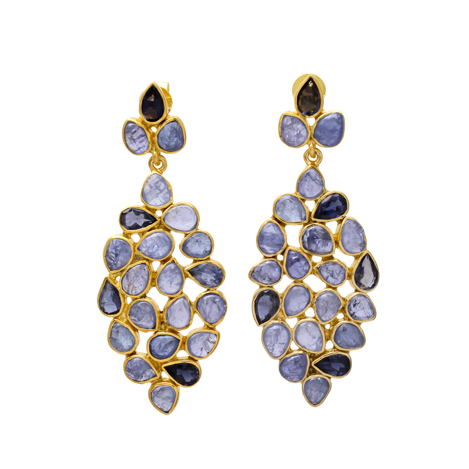Iolite & Tanzanite Cluster Earrings - Image 2