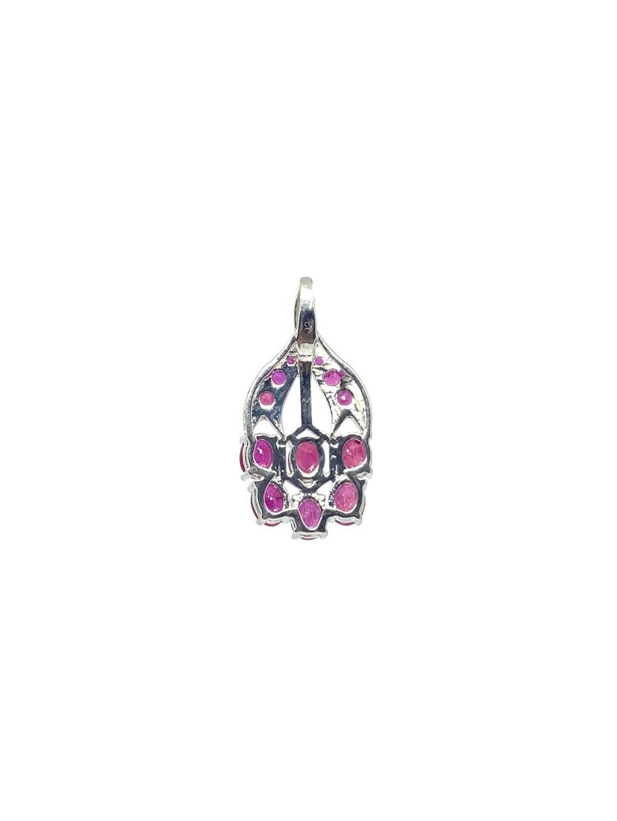 Elegant Ruby Faceted Stone Sterling Silver Pendant - Image 4