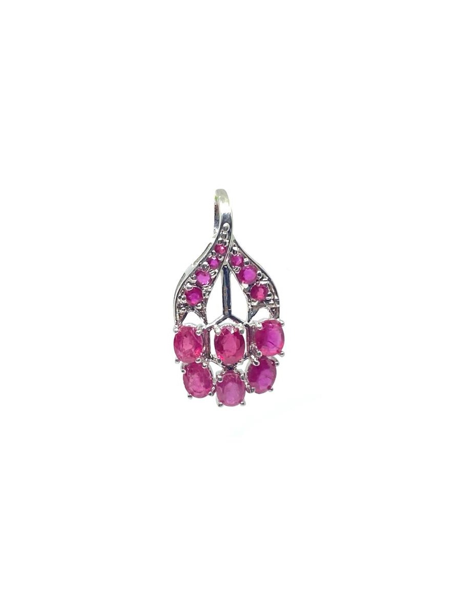 Elegant Ruby Faceted Stone Sterling Silver Pendant - Image 3