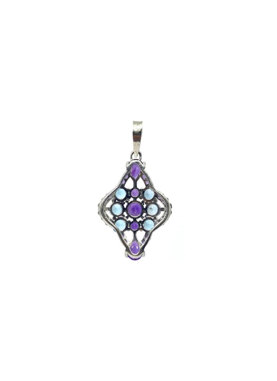 Elegant Natural Topaz & Amethyst Pendant - Image 4