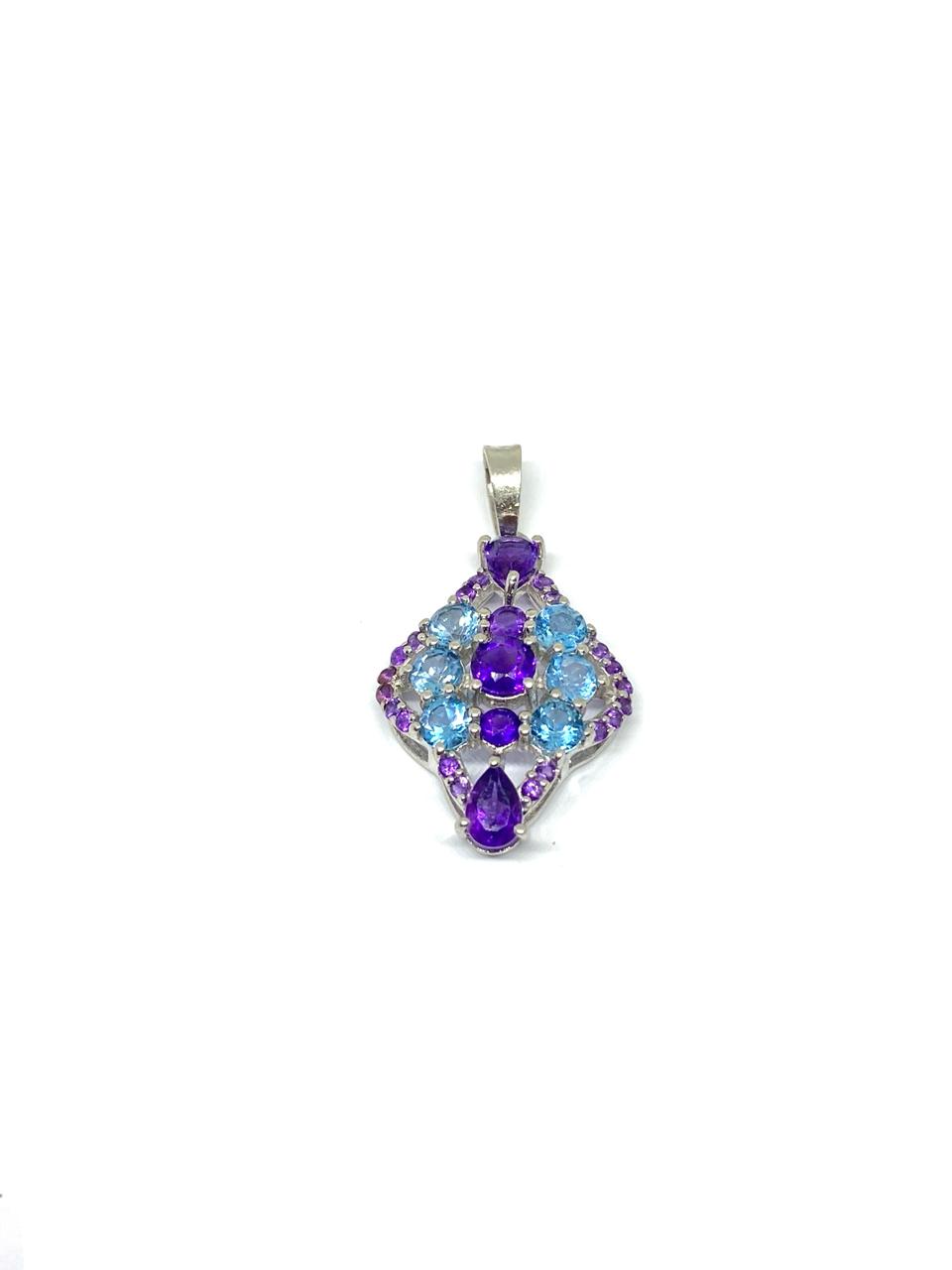 Elegant Natural Topaz & Amethyst Pendant - Image 2