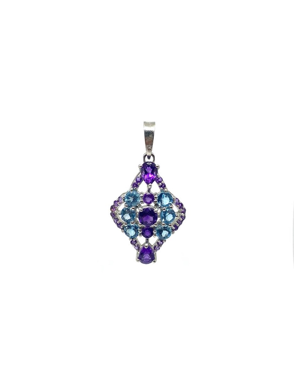 Elegant Natural Topaz & Amethyst Pendant - Image 3