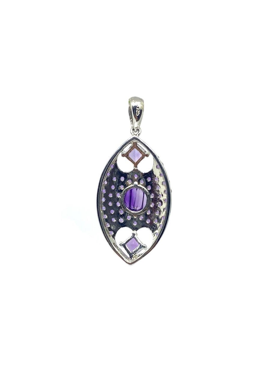Natural Amethyst Sterling Silver Gemstone Pendant - Image 4