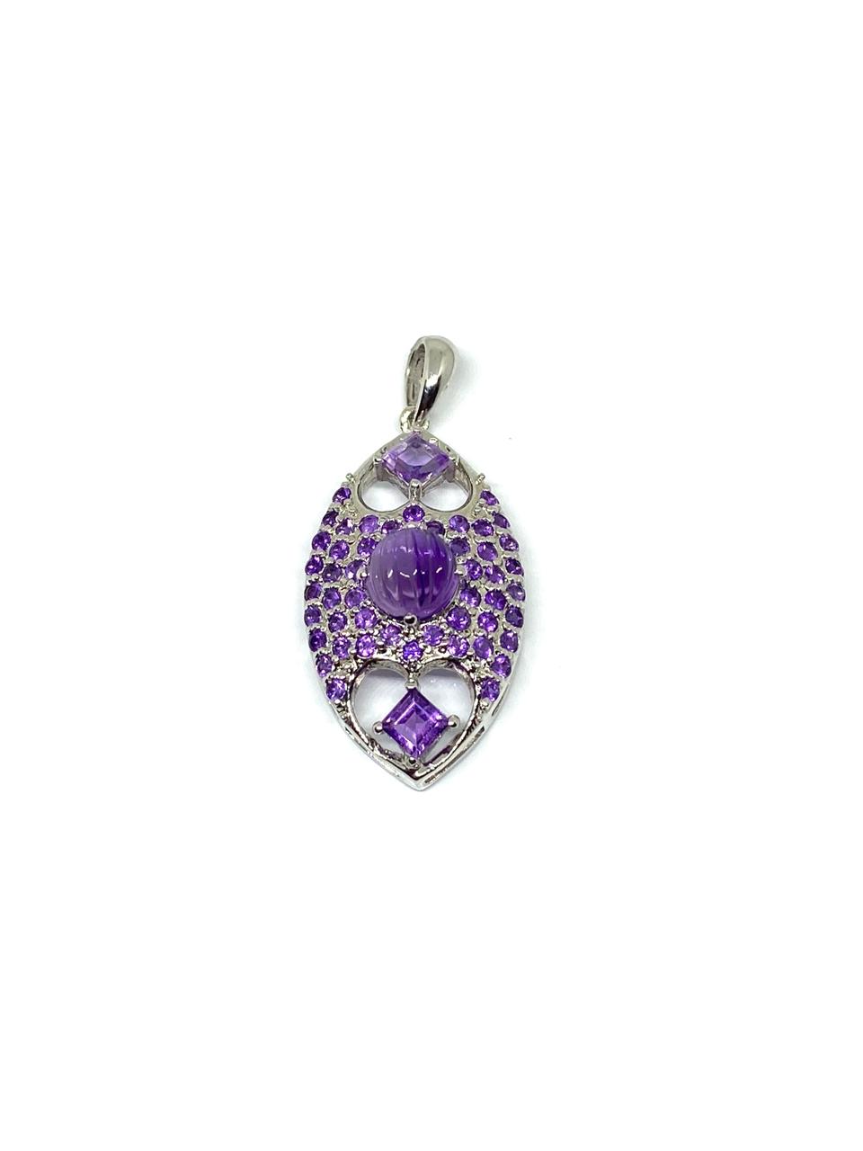 Natural Amethyst Sterling Silver Gemstone Pendant - Image 2