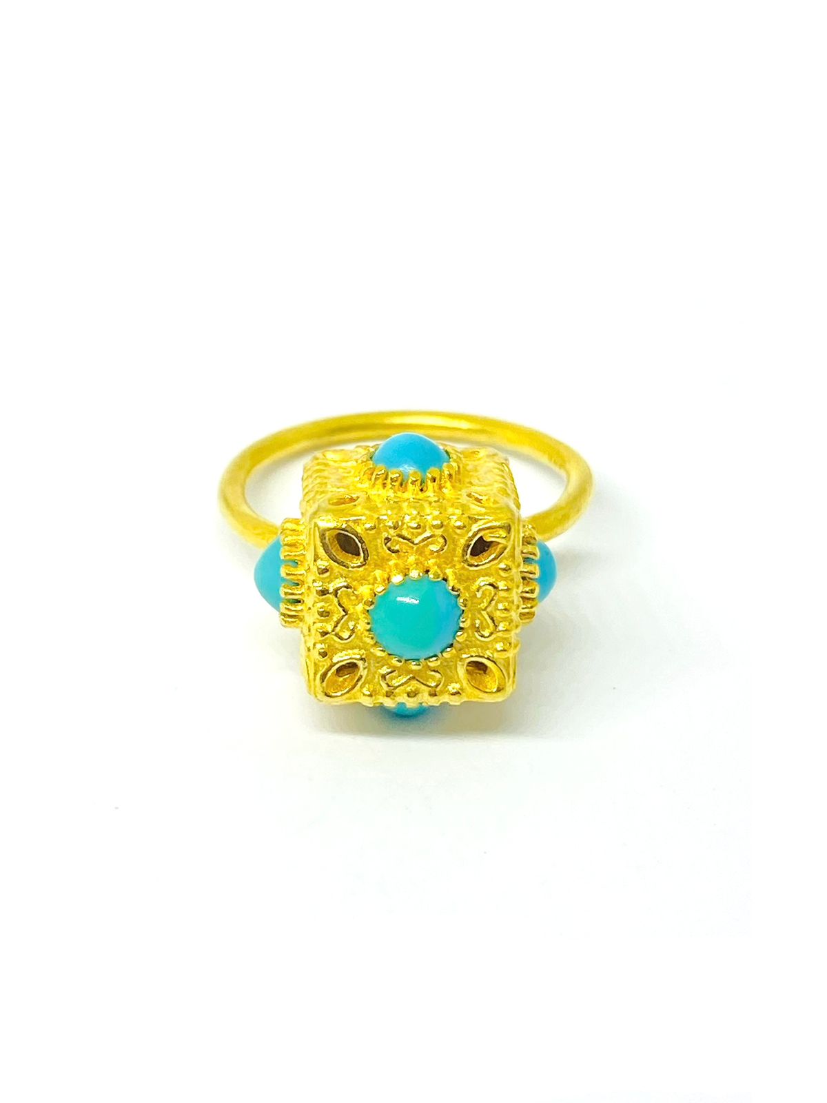 Handmade Square Turquoise Ring | 925 Sterling Silver Statement Jewelry