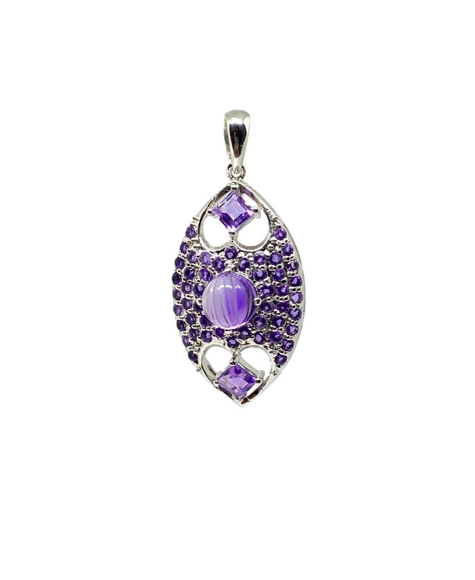 Natural Amethyst Sterling Silver Gemstone Pendant - Image 3
