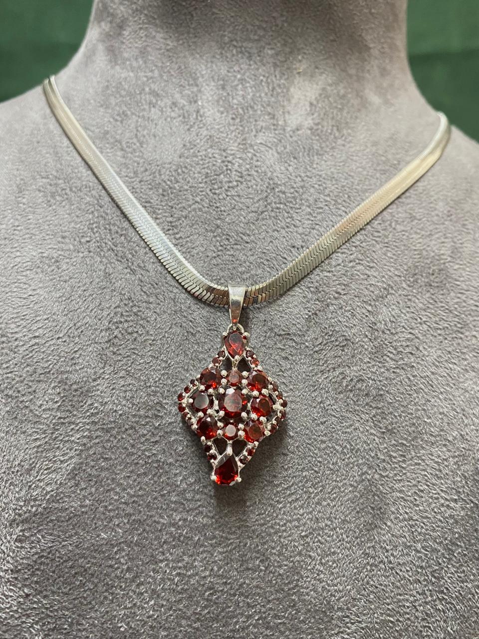 Natural Faceted Garnet 9.25 Sterling Silver Pendant