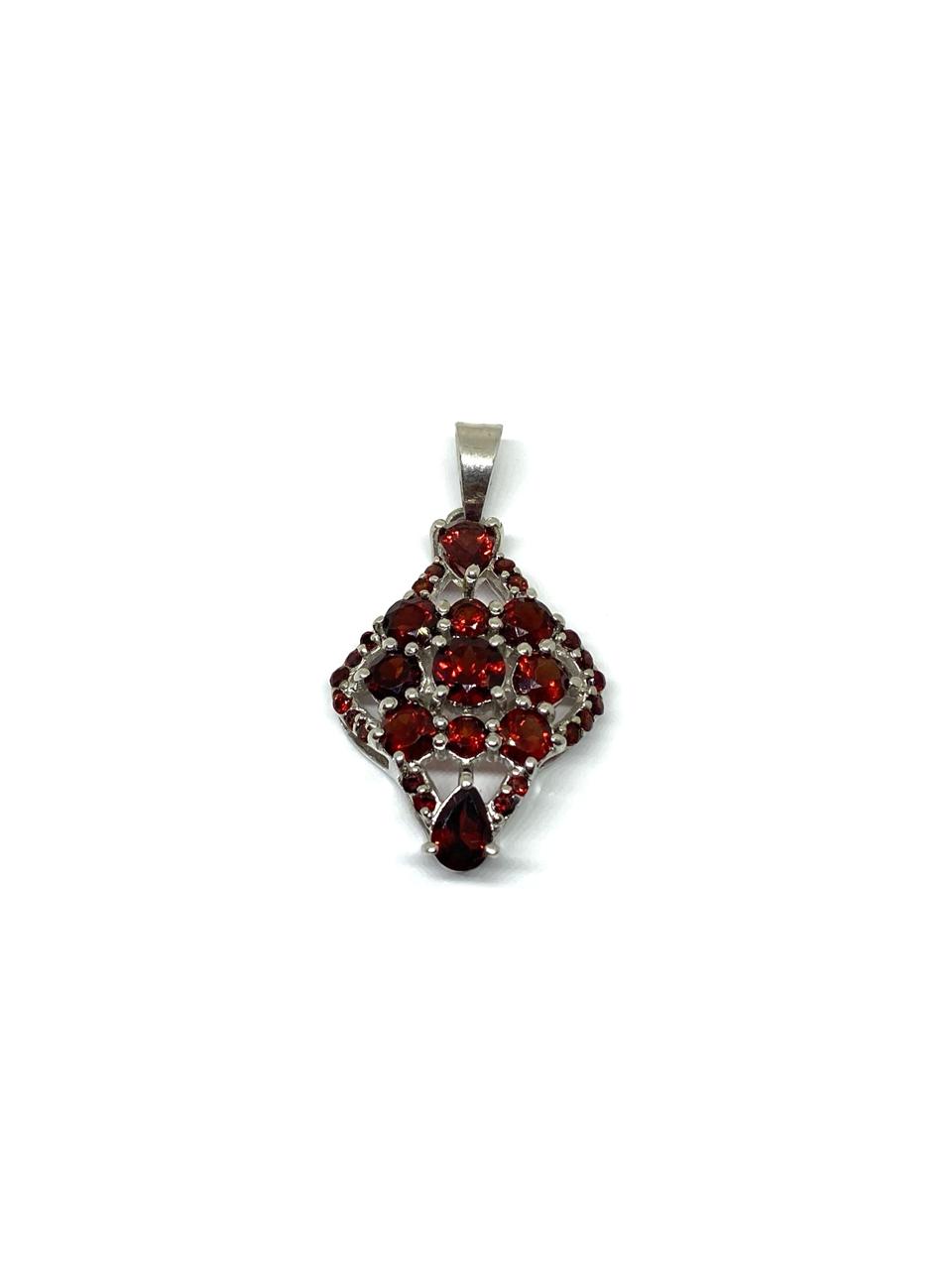 Natural Faceted Garnet 9.25 Sterling Silver Pendant - Image 2