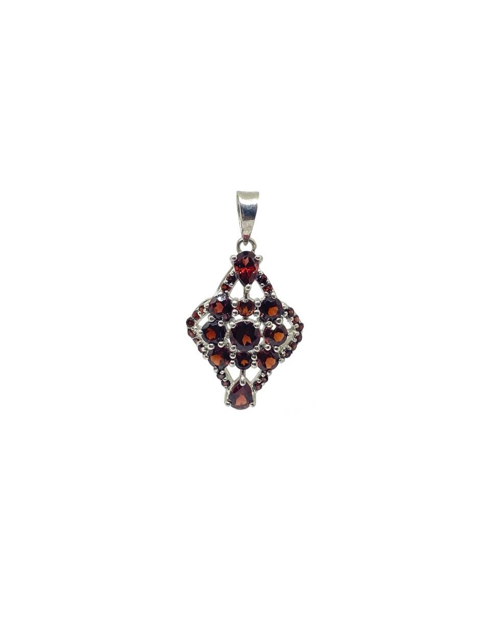 Natural Faceted Garnet 9.25 Sterling Silver Pendant - Image 3