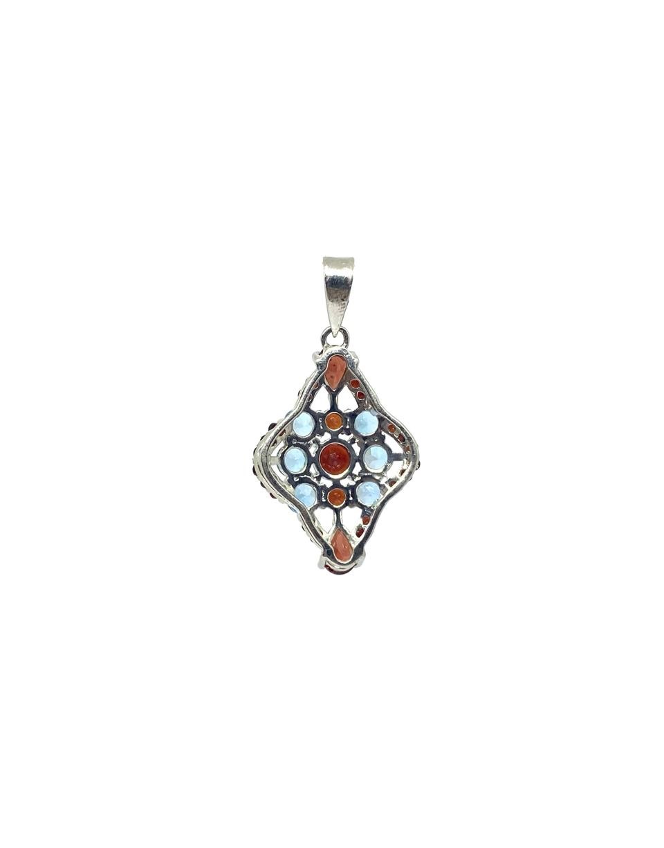 AAA+ Natural Blue Topaz & Garnet Pendant - Image 4