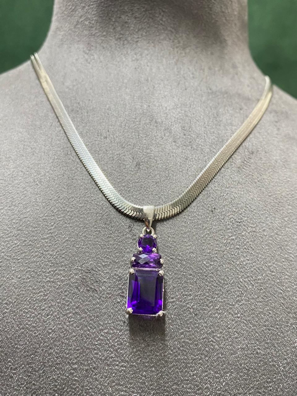 Natural Faceted Amethyst Gemstone Pendant