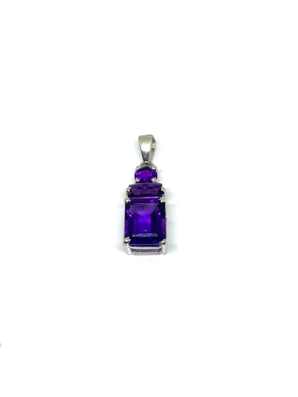 Natural Faceted Amethyst Gemstone Pendant - Image 2