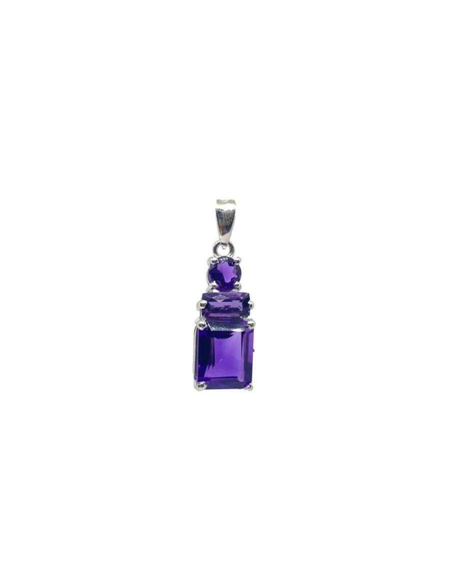 Natural Faceted Amethyst Gemstone Pendant - Image 3