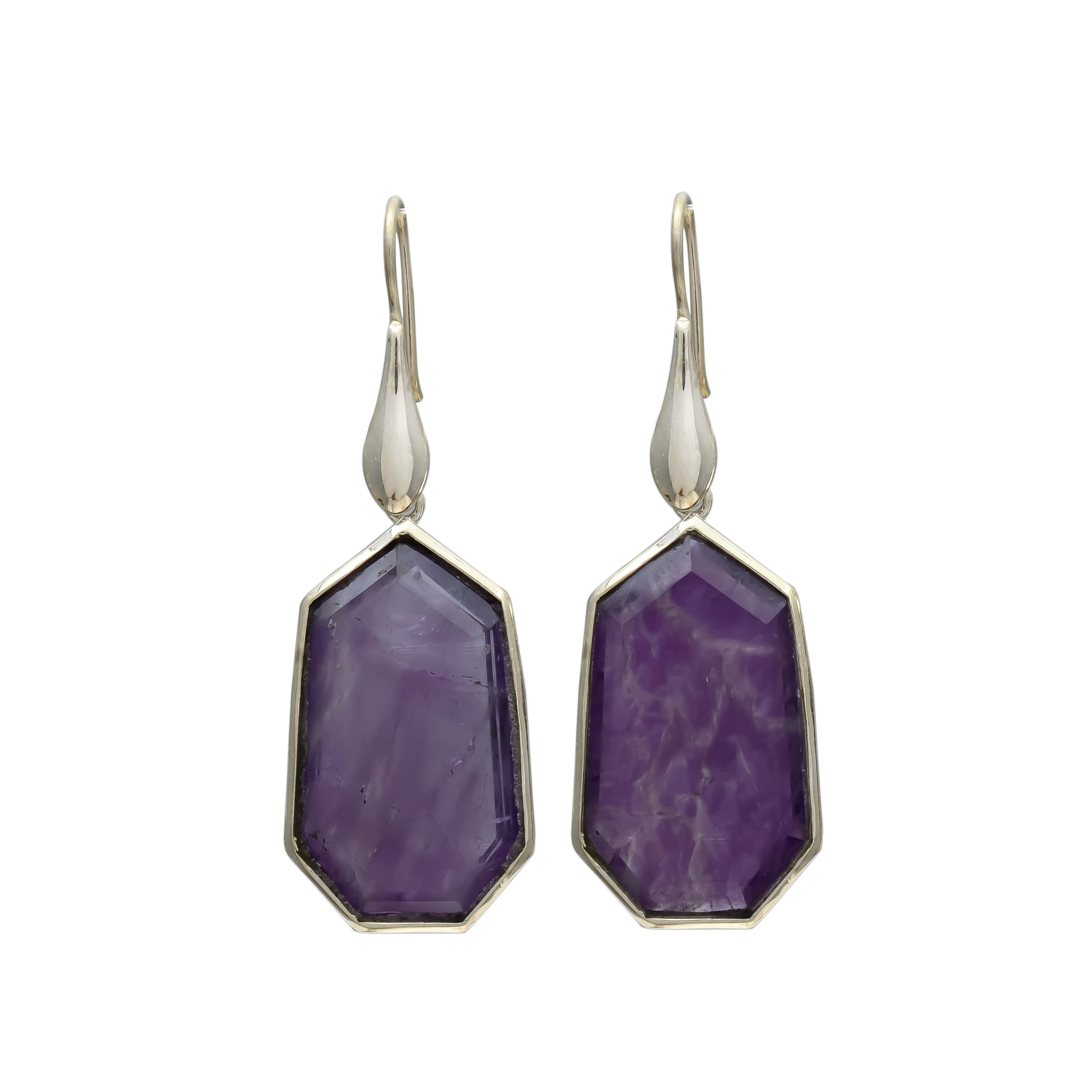 Amethyst Geometric Silver Earrings