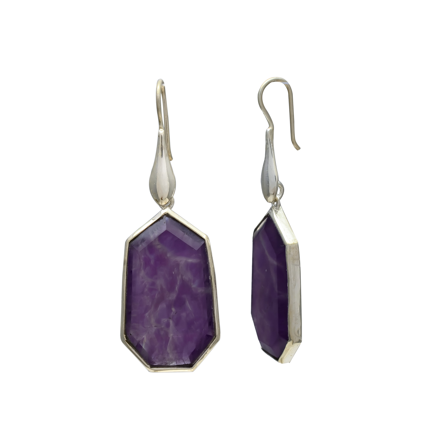Amethyst Geometric Silver Earrings - Image 3