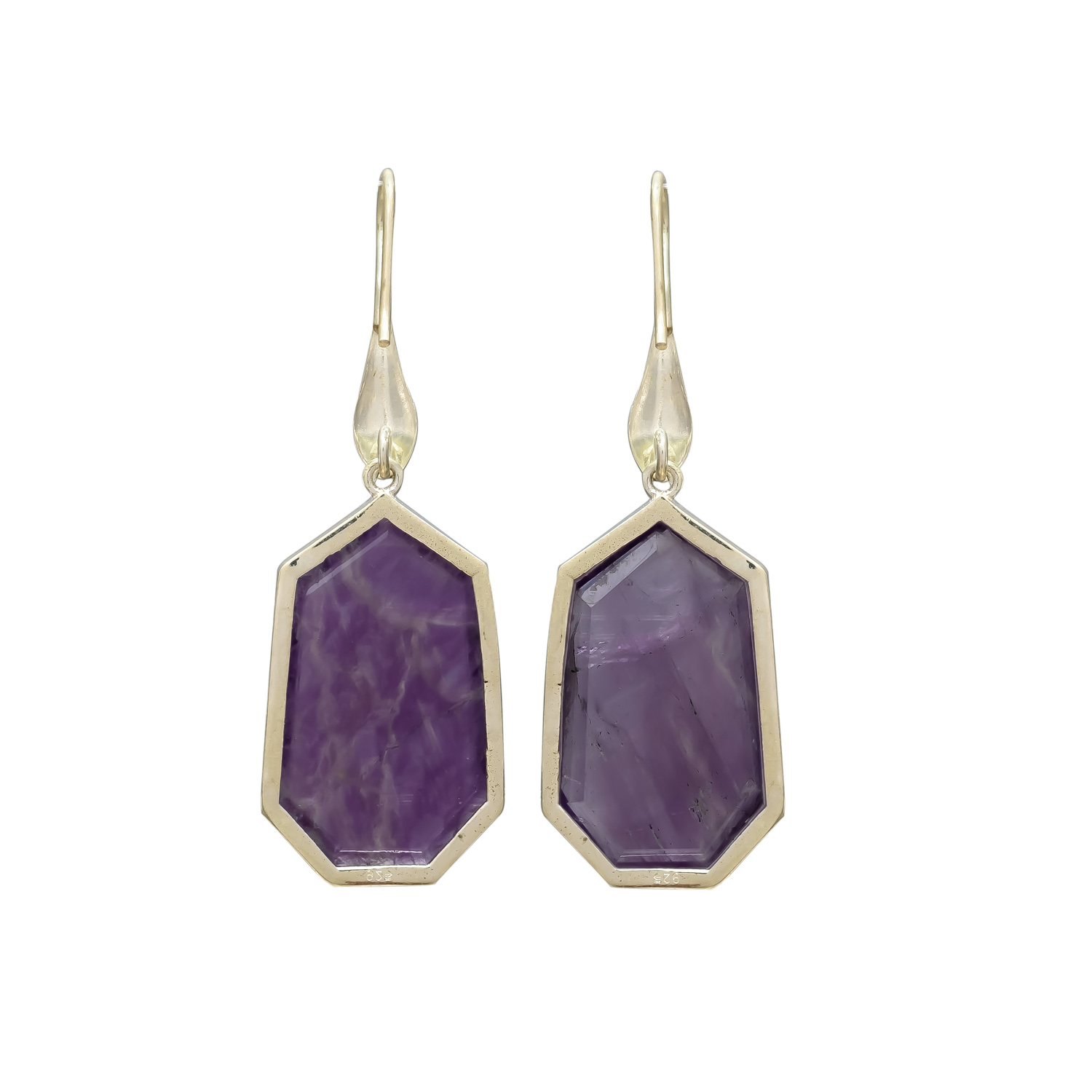 Amethyst Geometric Silver Earrings - Image 2