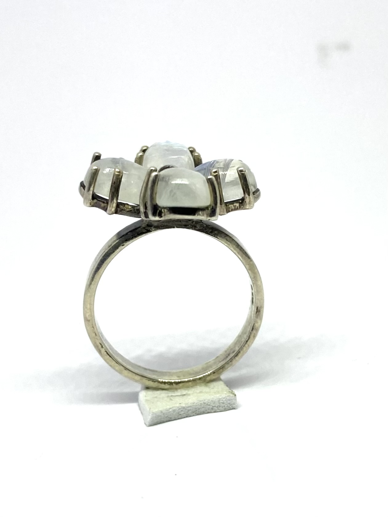Pear Shape Moonstone Floral Ring in Sterling Silver - Image 3