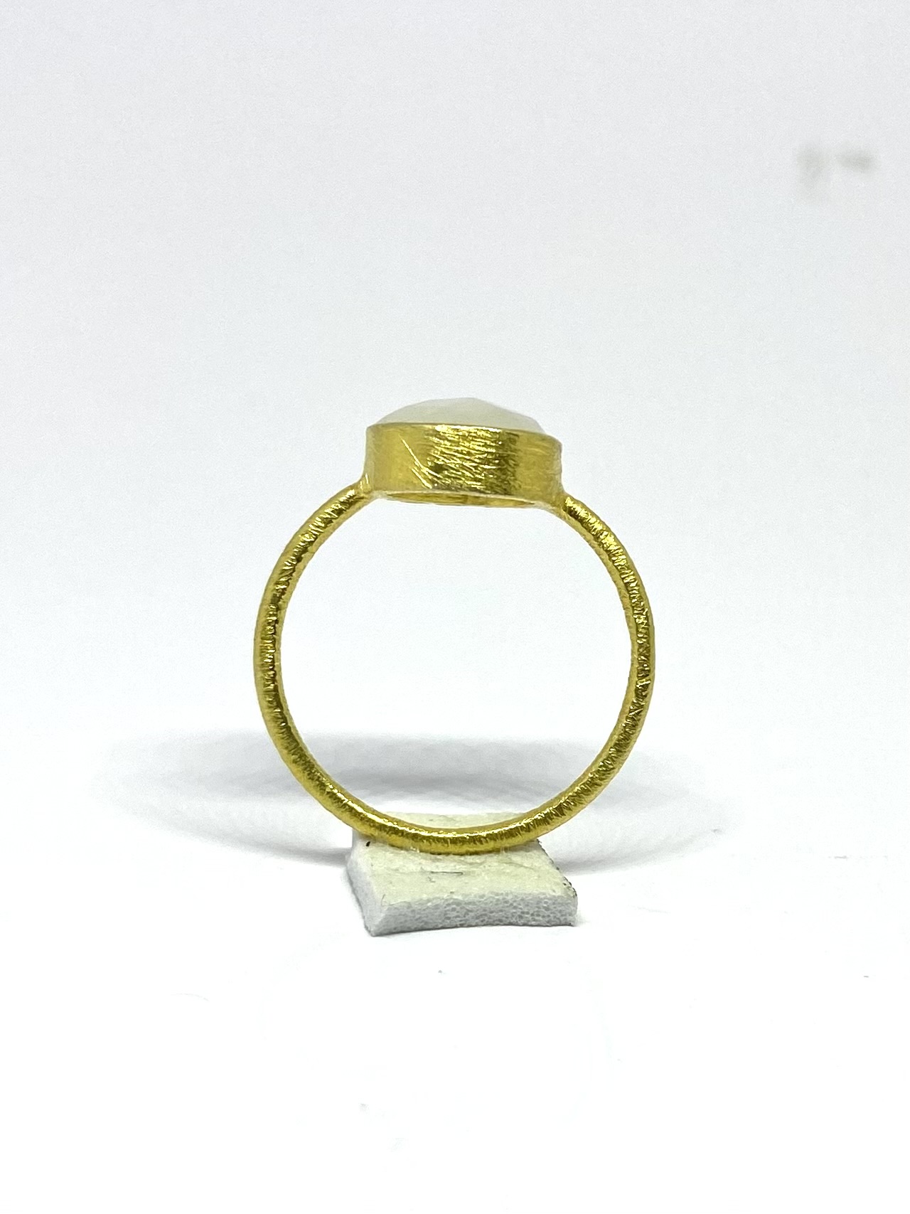 Rose-Cut Moonstone Ring in Textured Gold-Finished Silver - Image 3