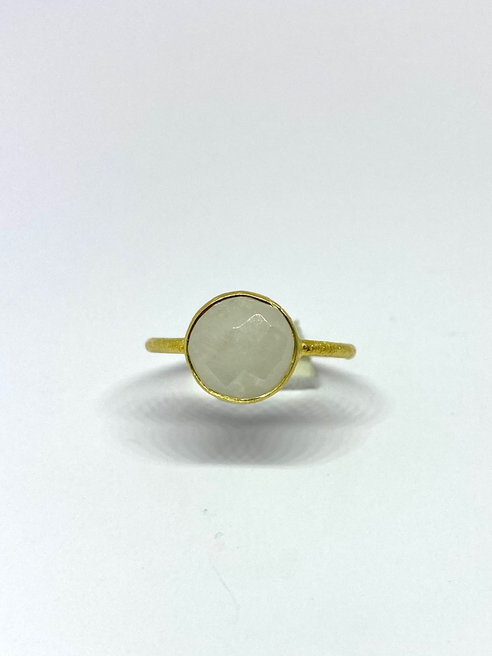 Rose-Cut Moonstone Ring in Textured Gold-Finished Silver - Image 2