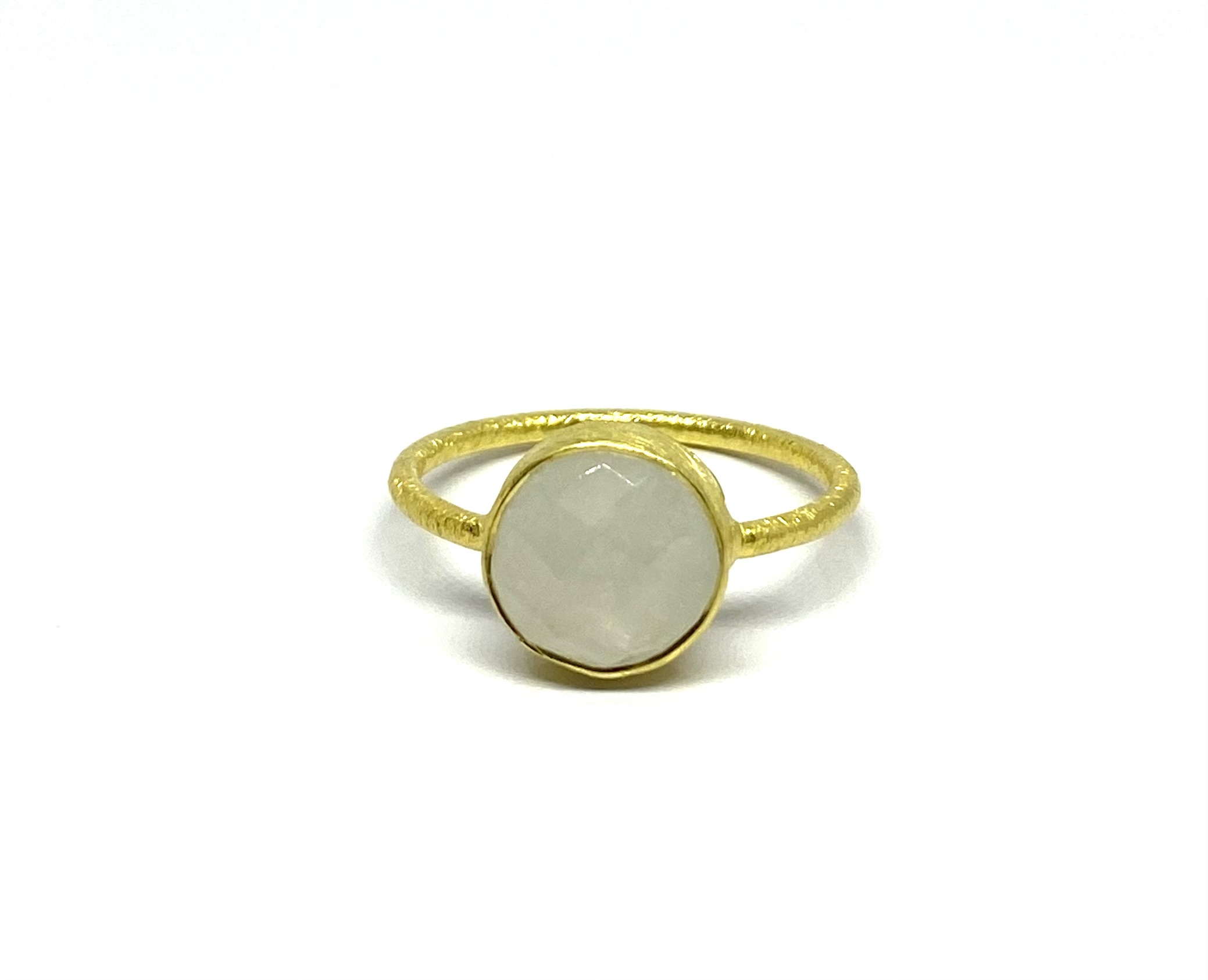 Rose-Cut Moonstone Ring in Textured Gold-Finished Silver