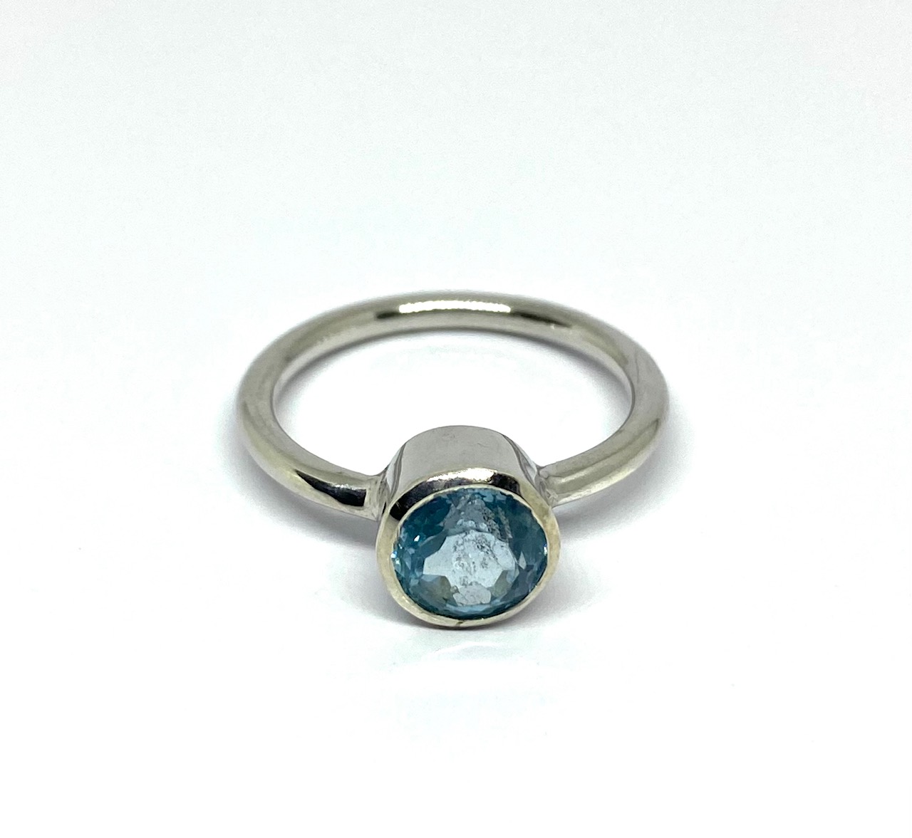 Bezel-Set Blue Topaz Solitaire Ring