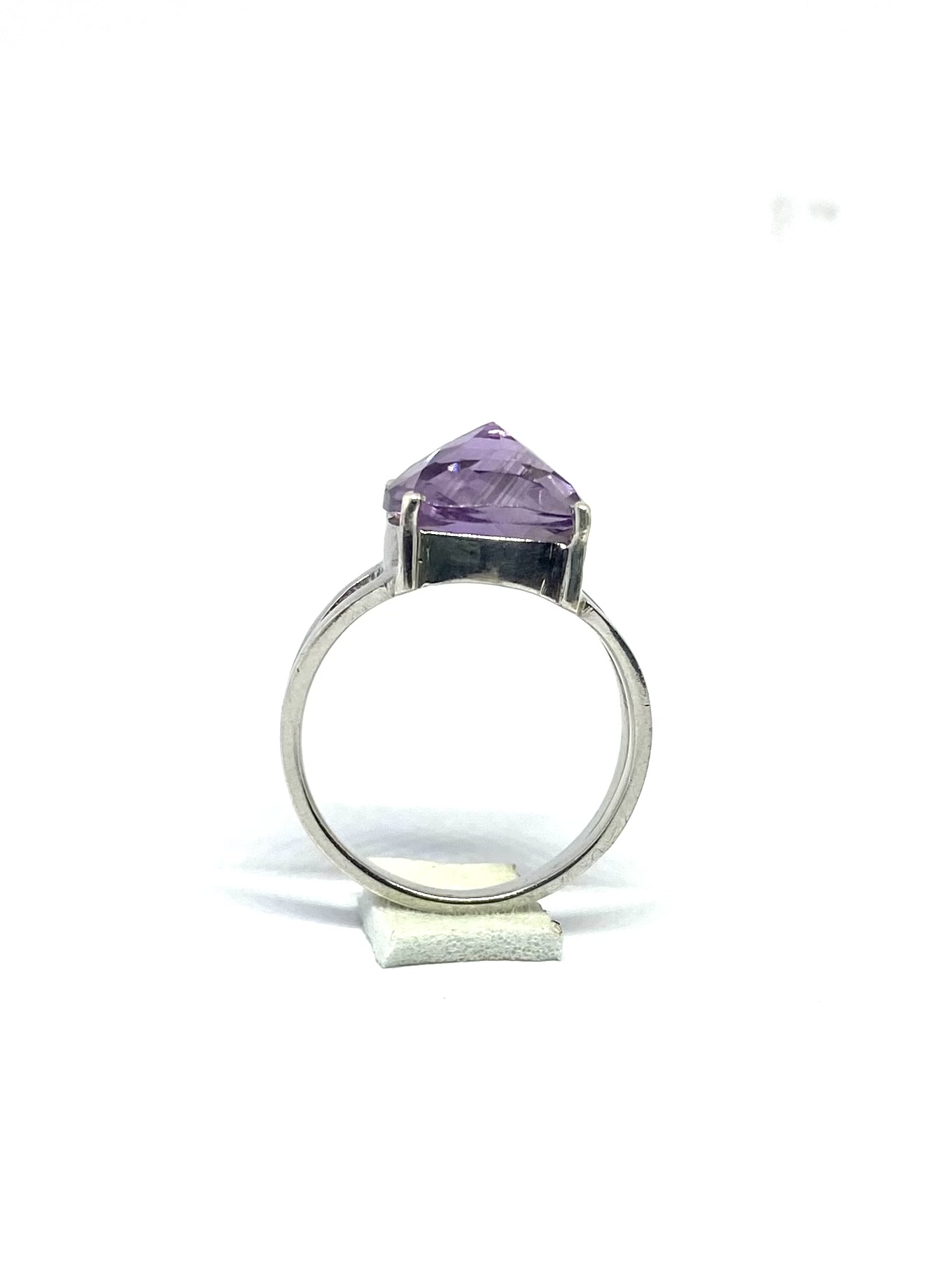 Faceted Amethyst Cushion Ring in Silver - Image 3