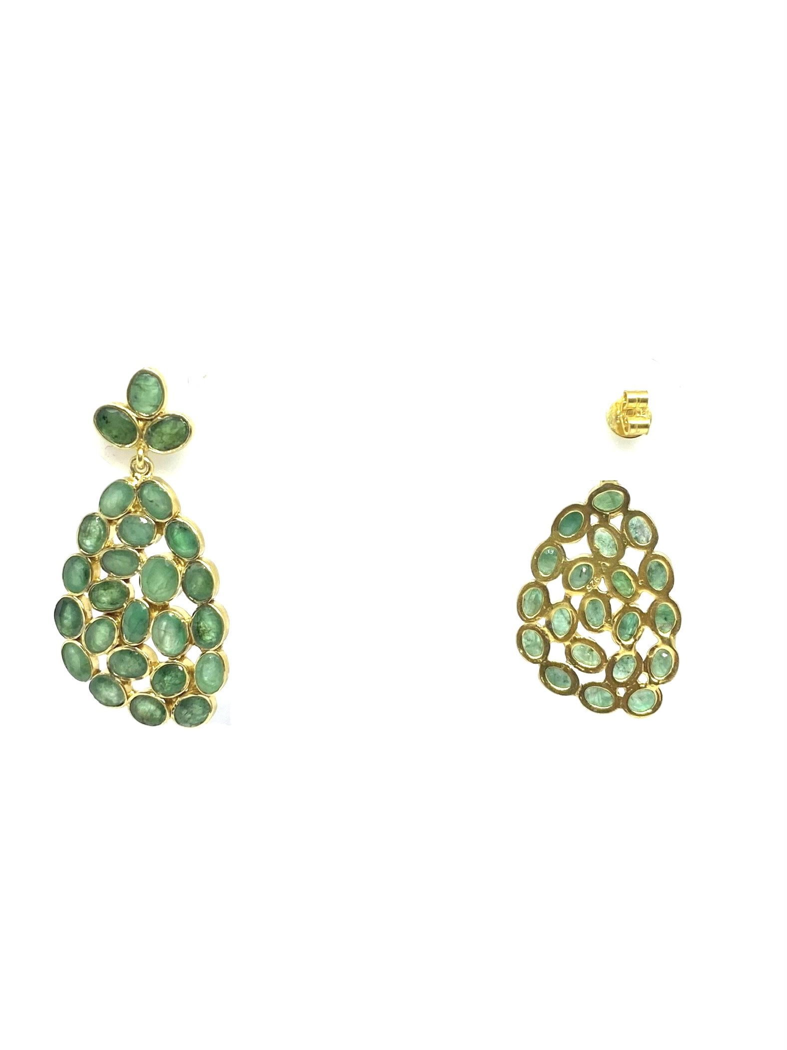 Elegant Gold-Plated Emerald Cluster Earrings - Image 3