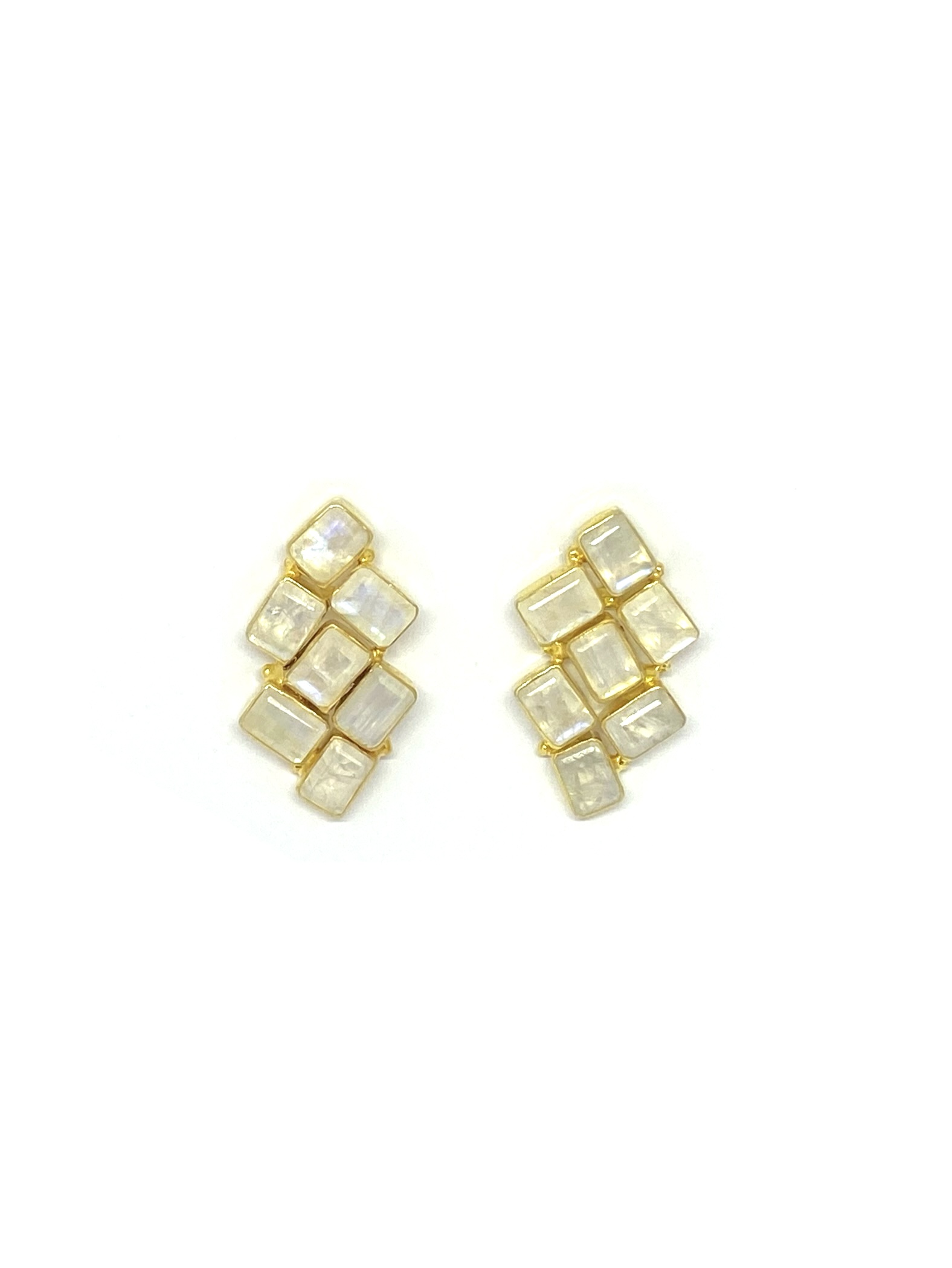 Lunar Glow Geometric Moonstone Earrings in Gold-Plated Silver - Image 2