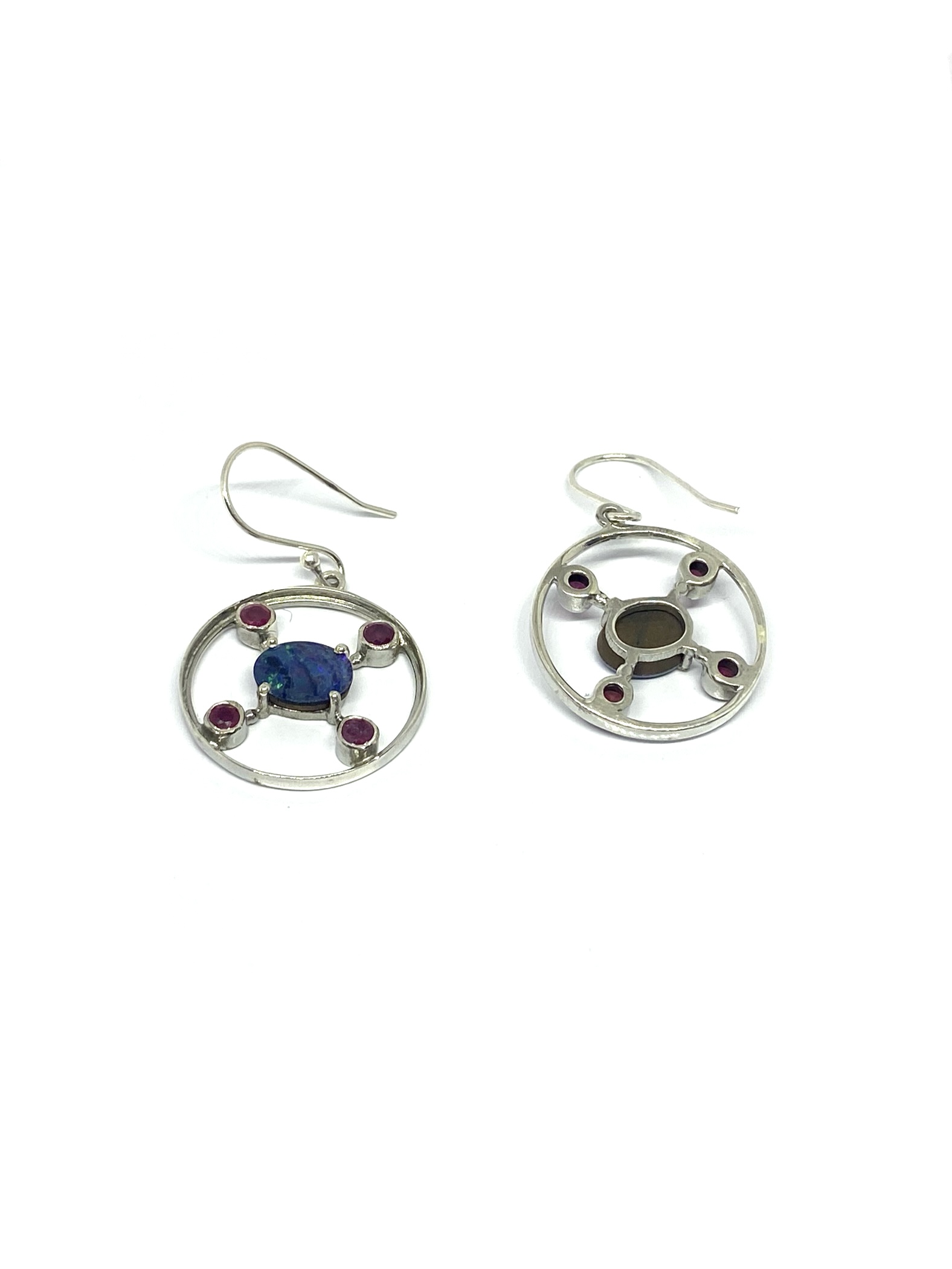 Australian Opal & Ruby Drop Earrings - Image 3
