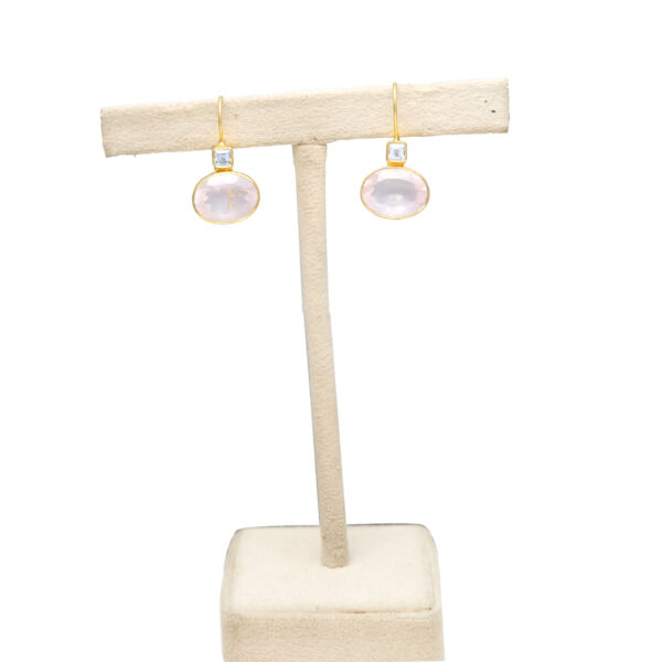 Rose Quartz & Blue Topaz Drop Earrings - Image 3