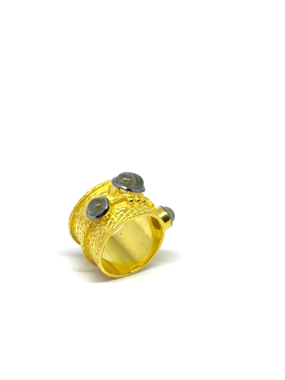 Unique Labradorite Gemstone Gold-Tone Statement Ring - Image 4