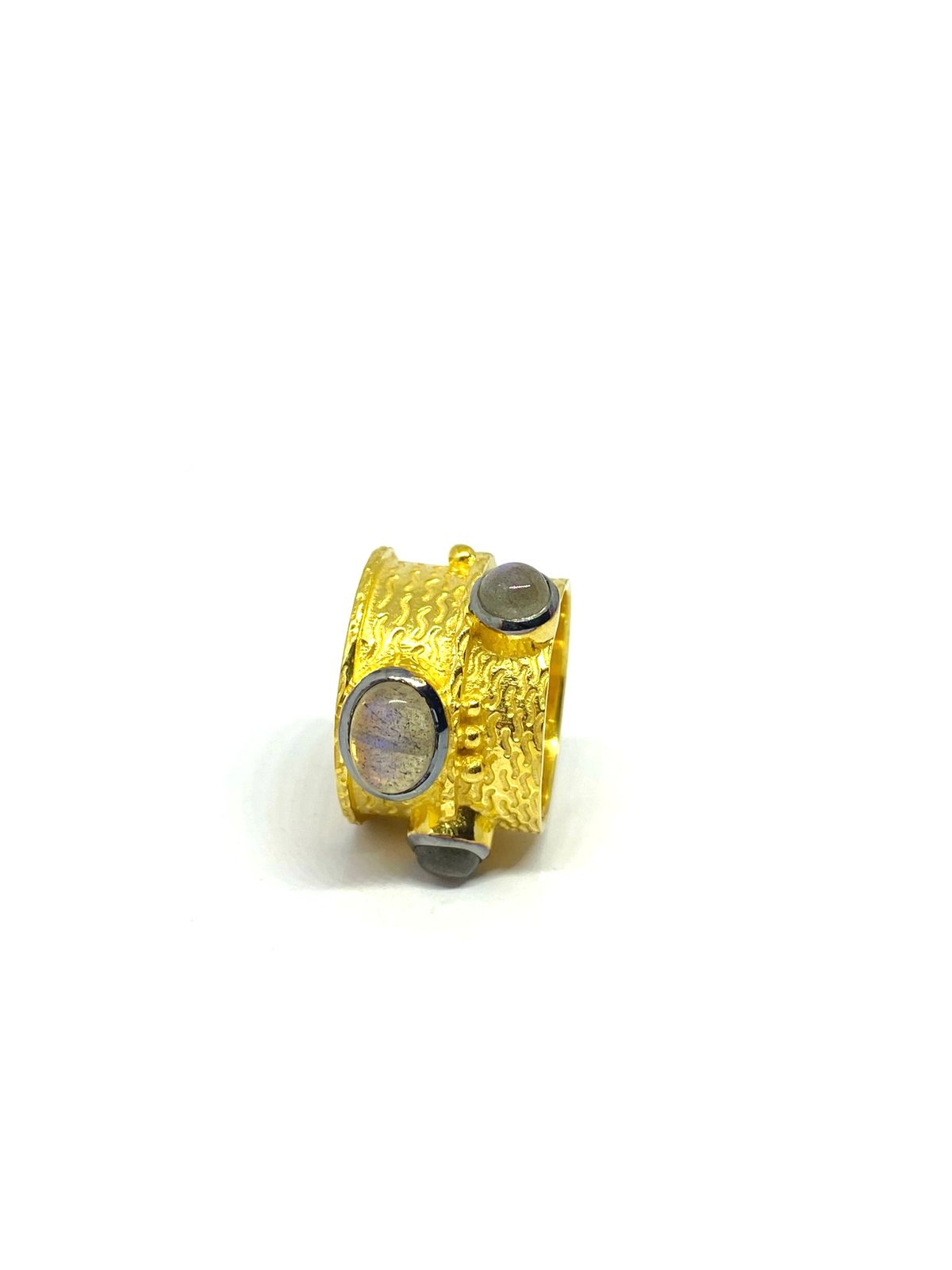 Unique Labradorite Gemstone Gold-Tone Statement Ring - Image 3
