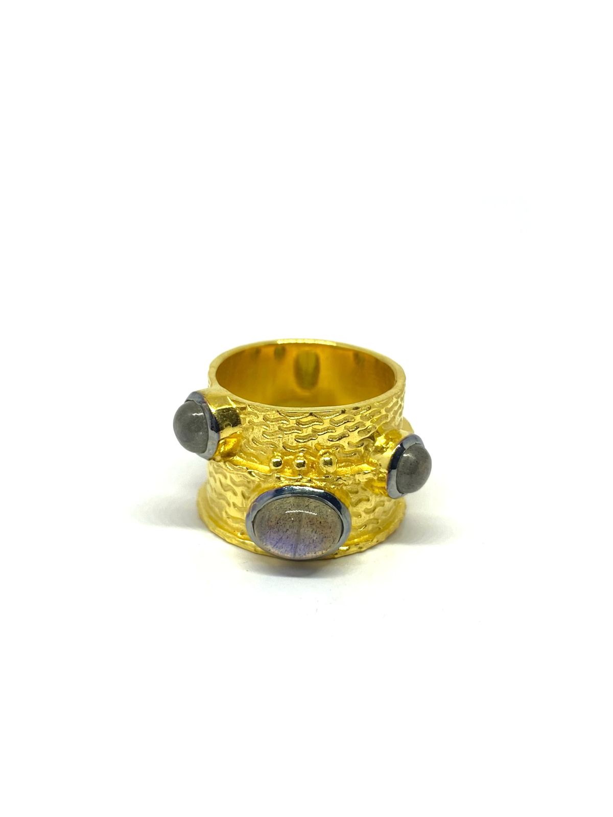 Unique Labradorite Gemstone Gold-Tone Statement Ring - Image 2