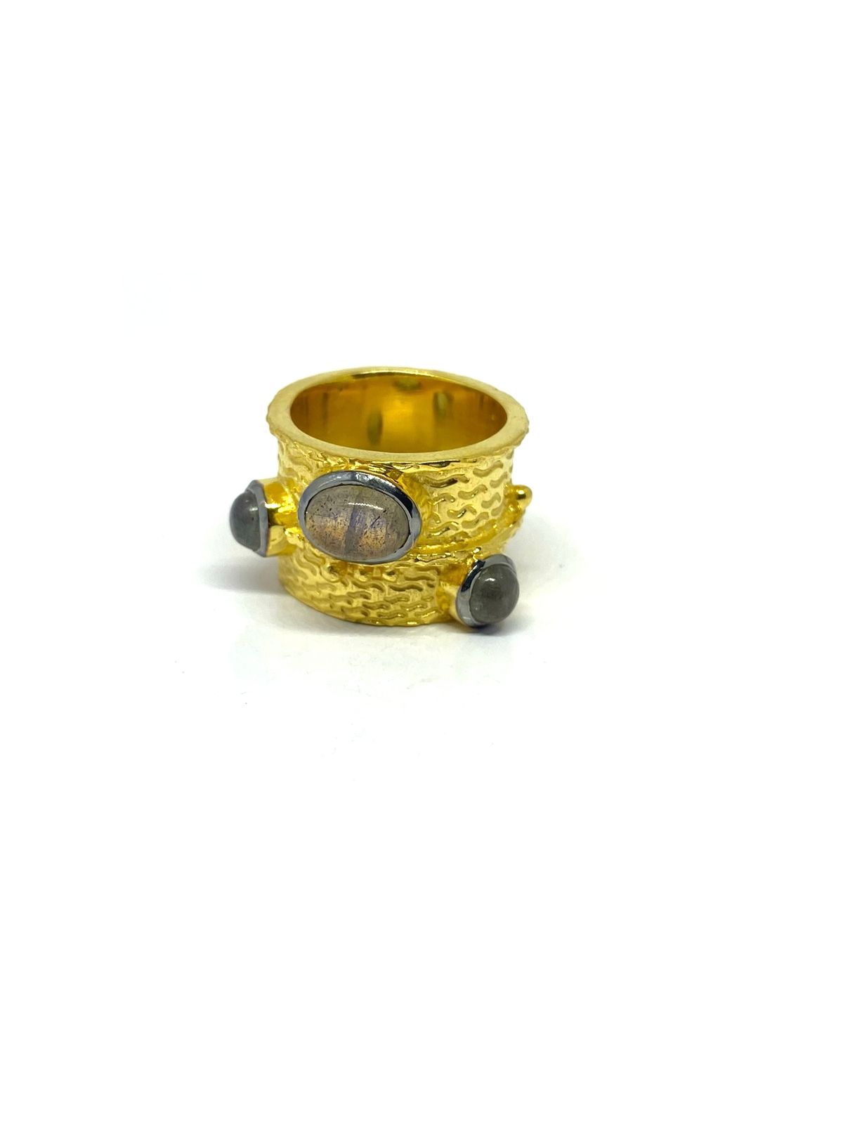Unique Labradorite Gemstone Gold-Tone Statement Ring