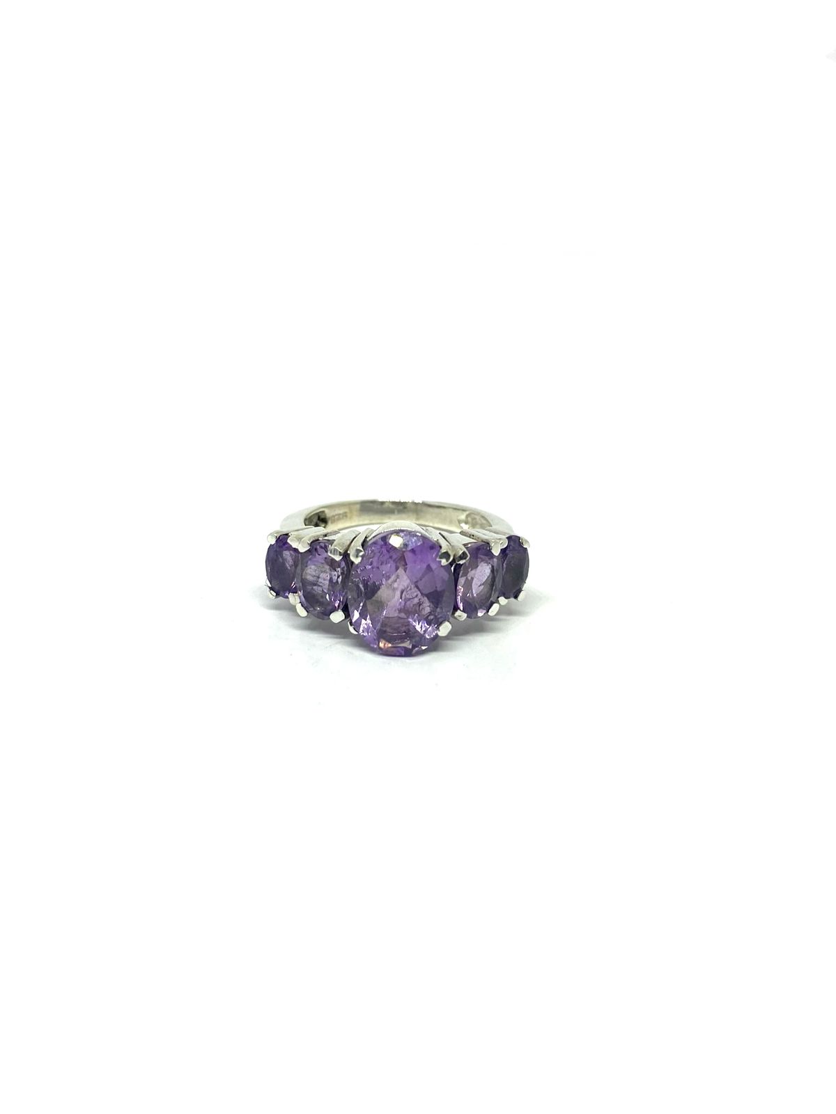 Natural Purple Amethyst Statement Ring Faceted Gemstone Jewelry