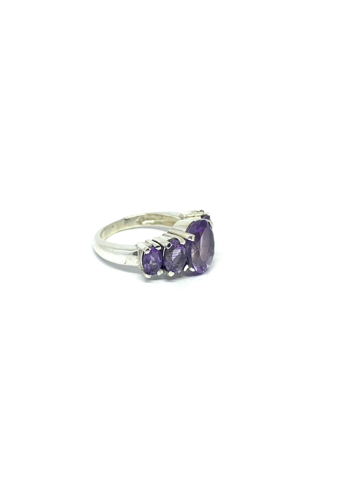 Natural Purple Amethyst Statement Ring Faceted Gemstone Jewelry - Image 2