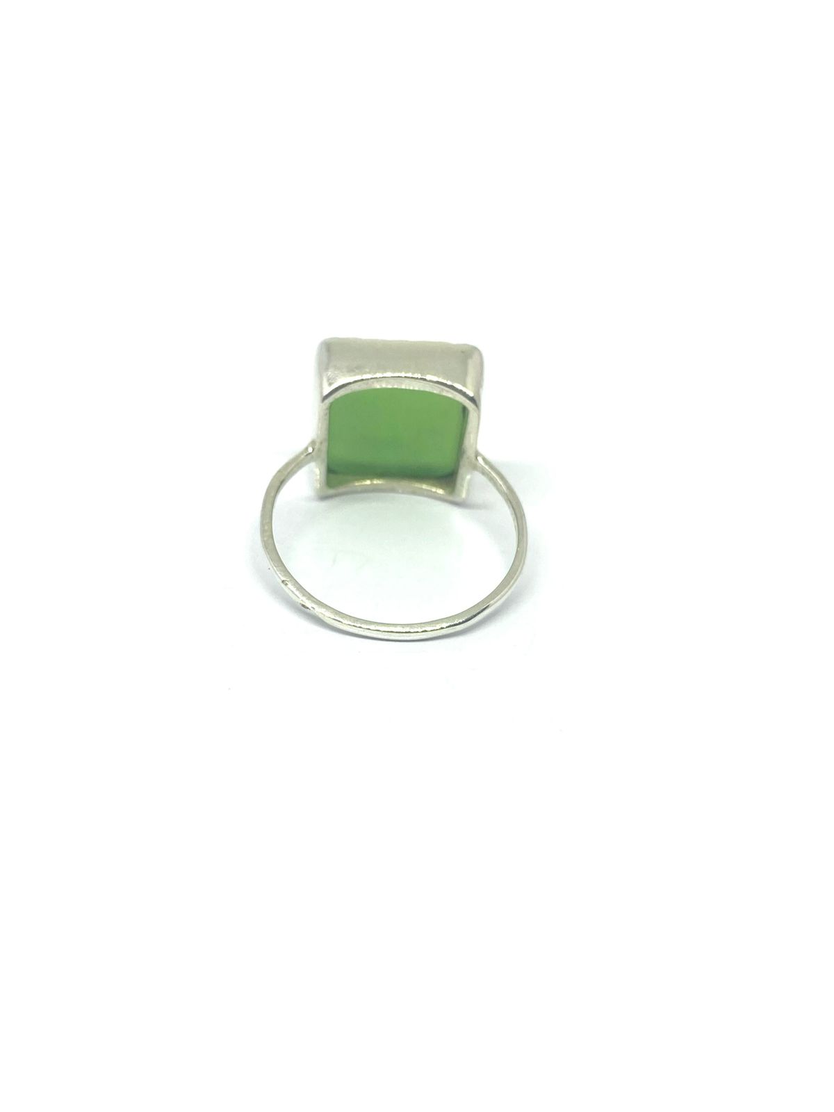 Square Green Onyx Silver Statement Ring - Image 3