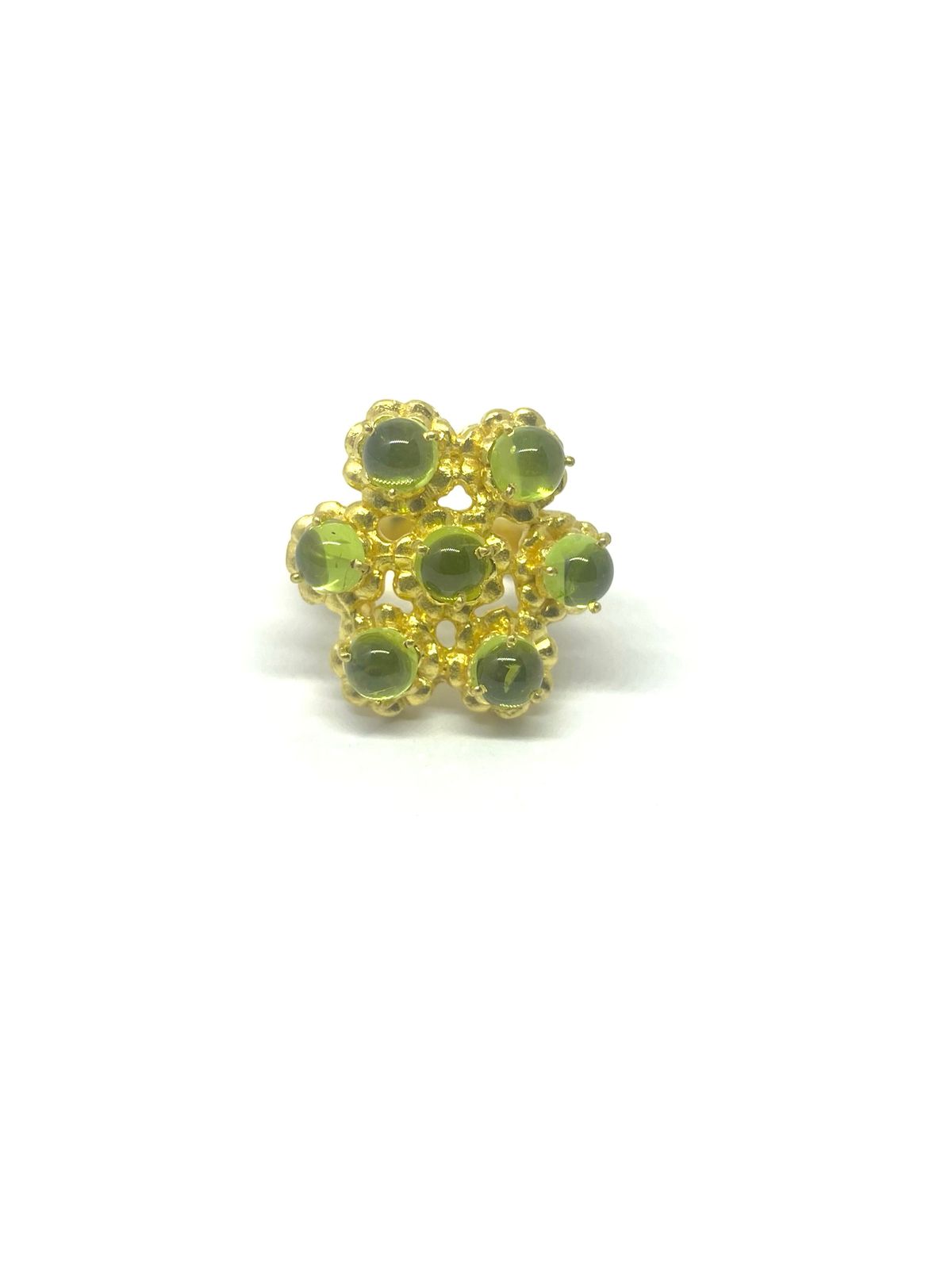 Floral Peridot Cluster Ring in Gold-Plated