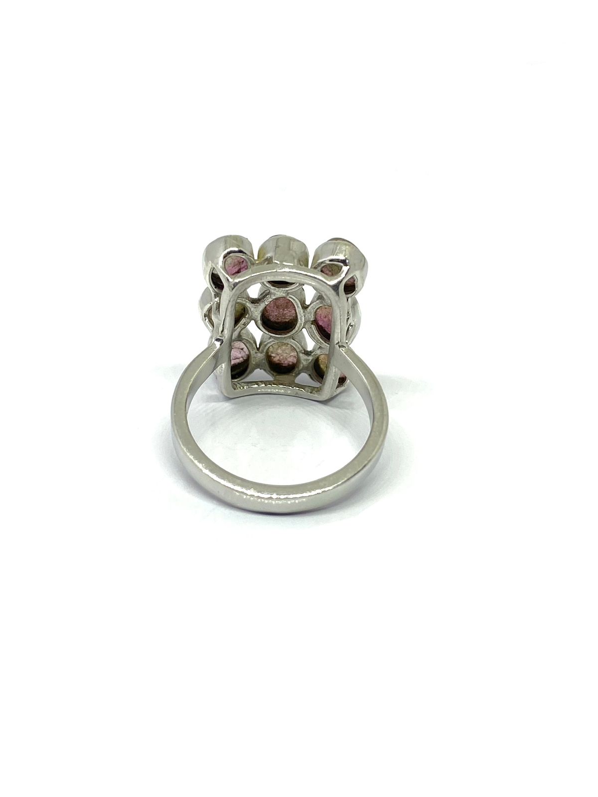 Elegant Multi-Stone Watermelon Tourmaline Silver Ring - Image 3
