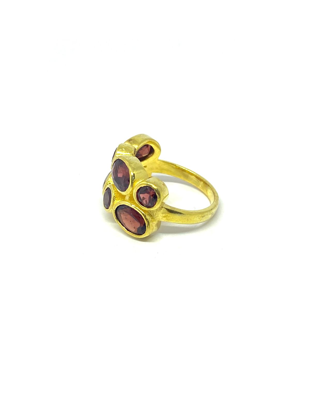 Elegant Garnet Stone Ring Gold Plated - Image 3