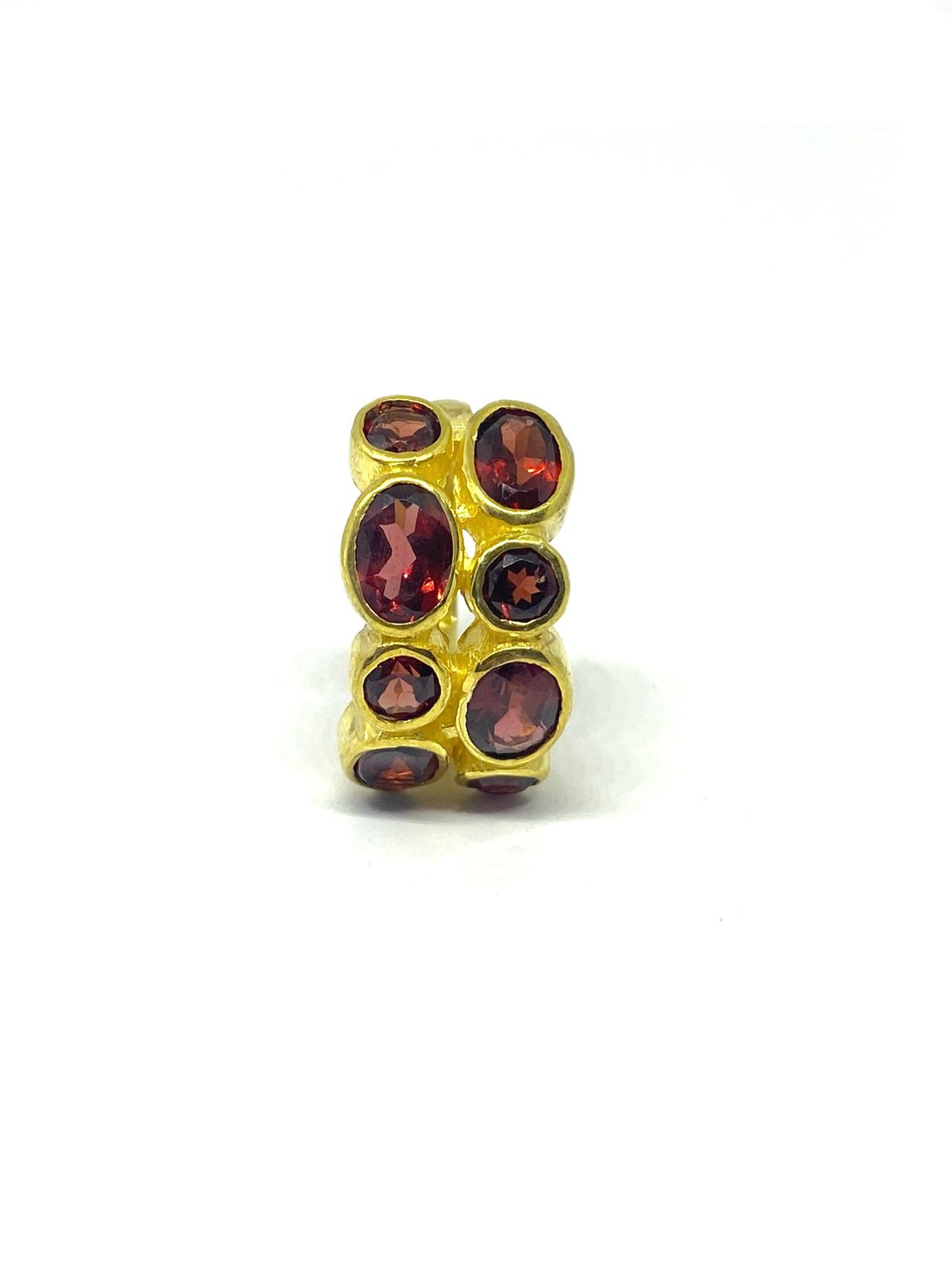Elegant Garnet Stone Ring Gold Plated - Image 2