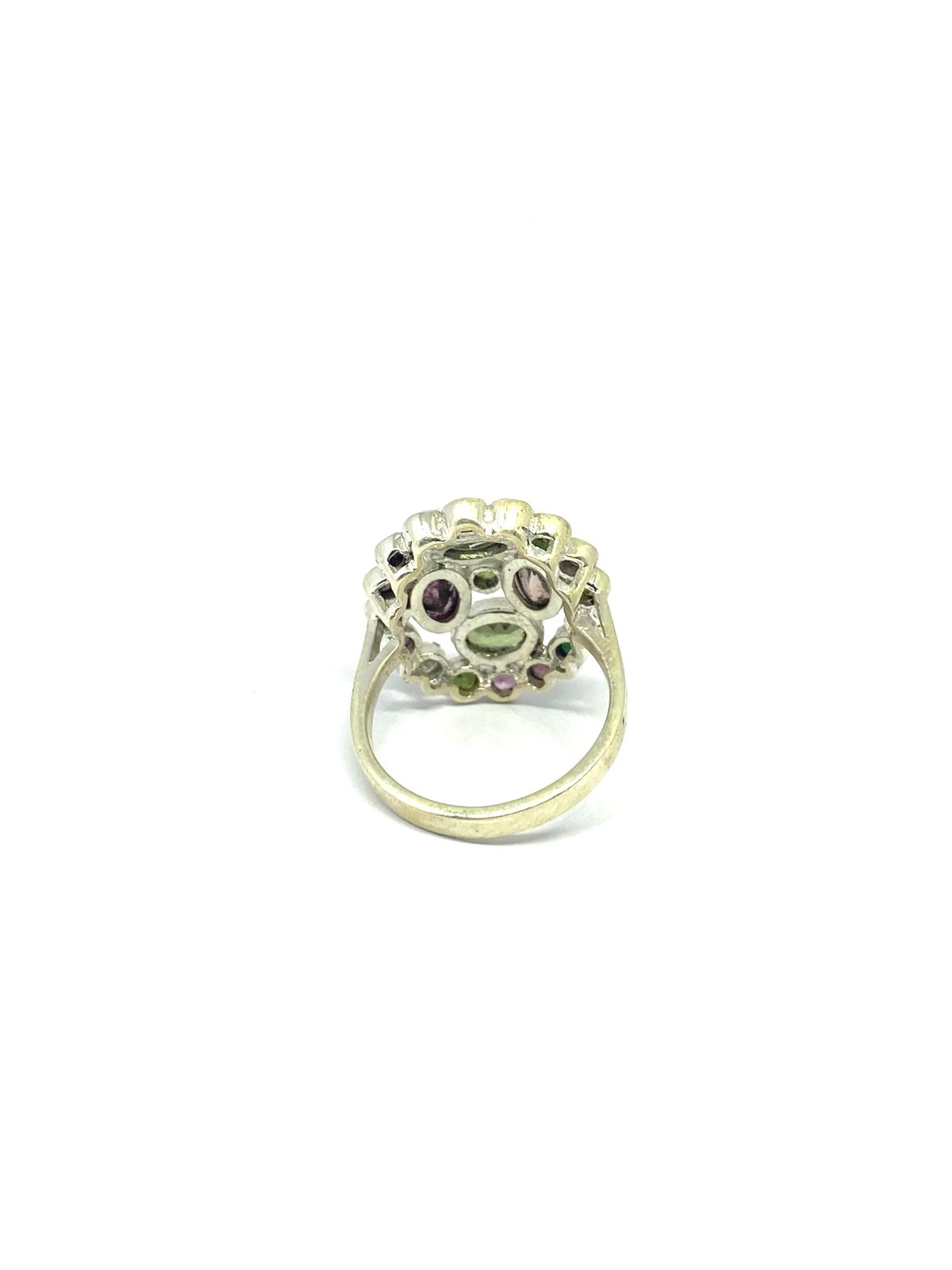 Multi-Color Tourmaline Ring with Circular Cluster Design - Image 4