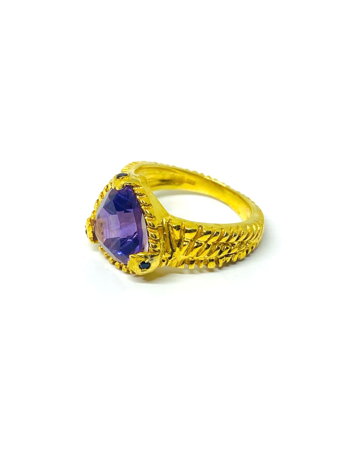 Elegant Amethyst Gemstone Ring Royal Purple Statement Ring - Image 2