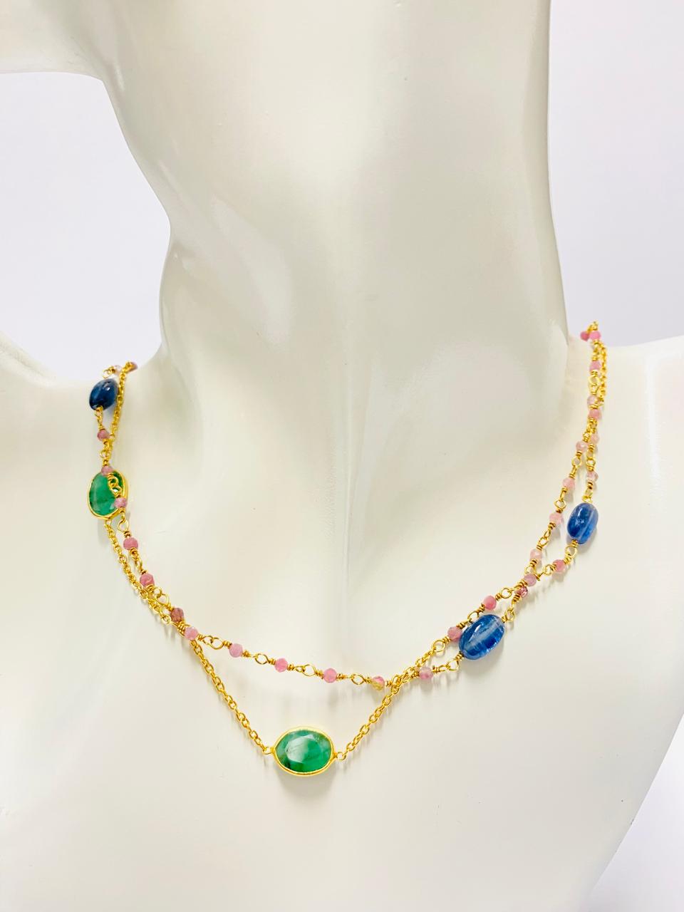 Emerald & Kyanite Necklace – Luxurious Dual Gemstone Elegance