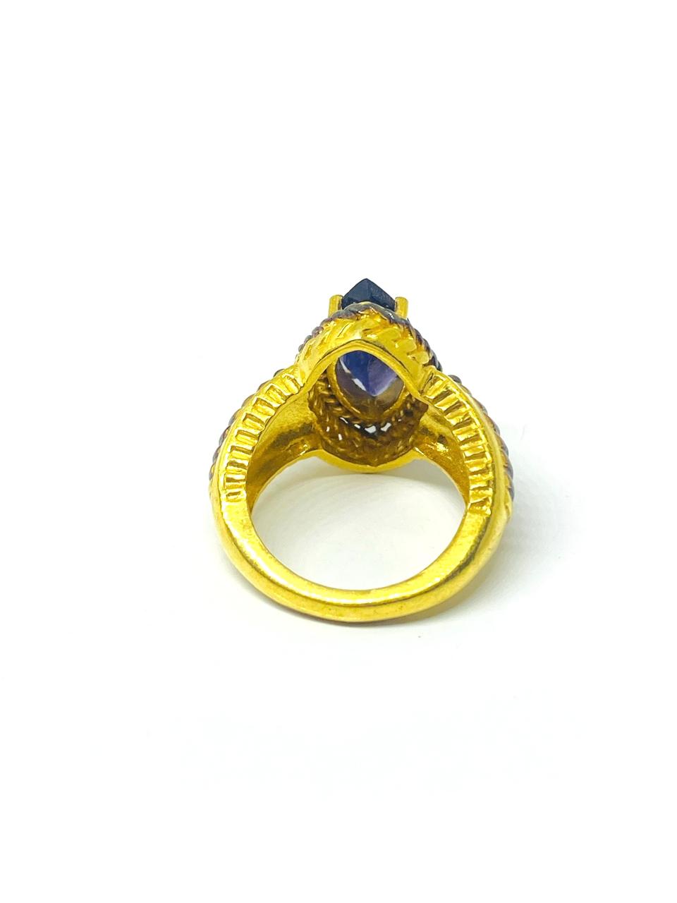 Natural Amethyst Ring in Black Gold Polish - Image 3