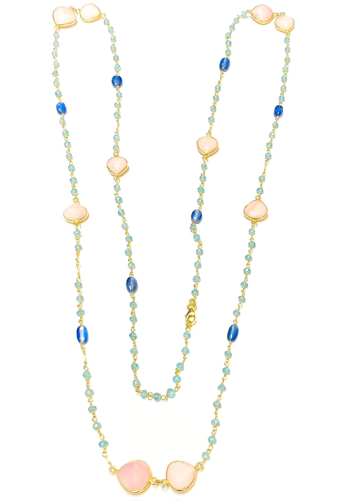 Pink Opal, Kyanite & Apatite Beaded Necklace - Image 2