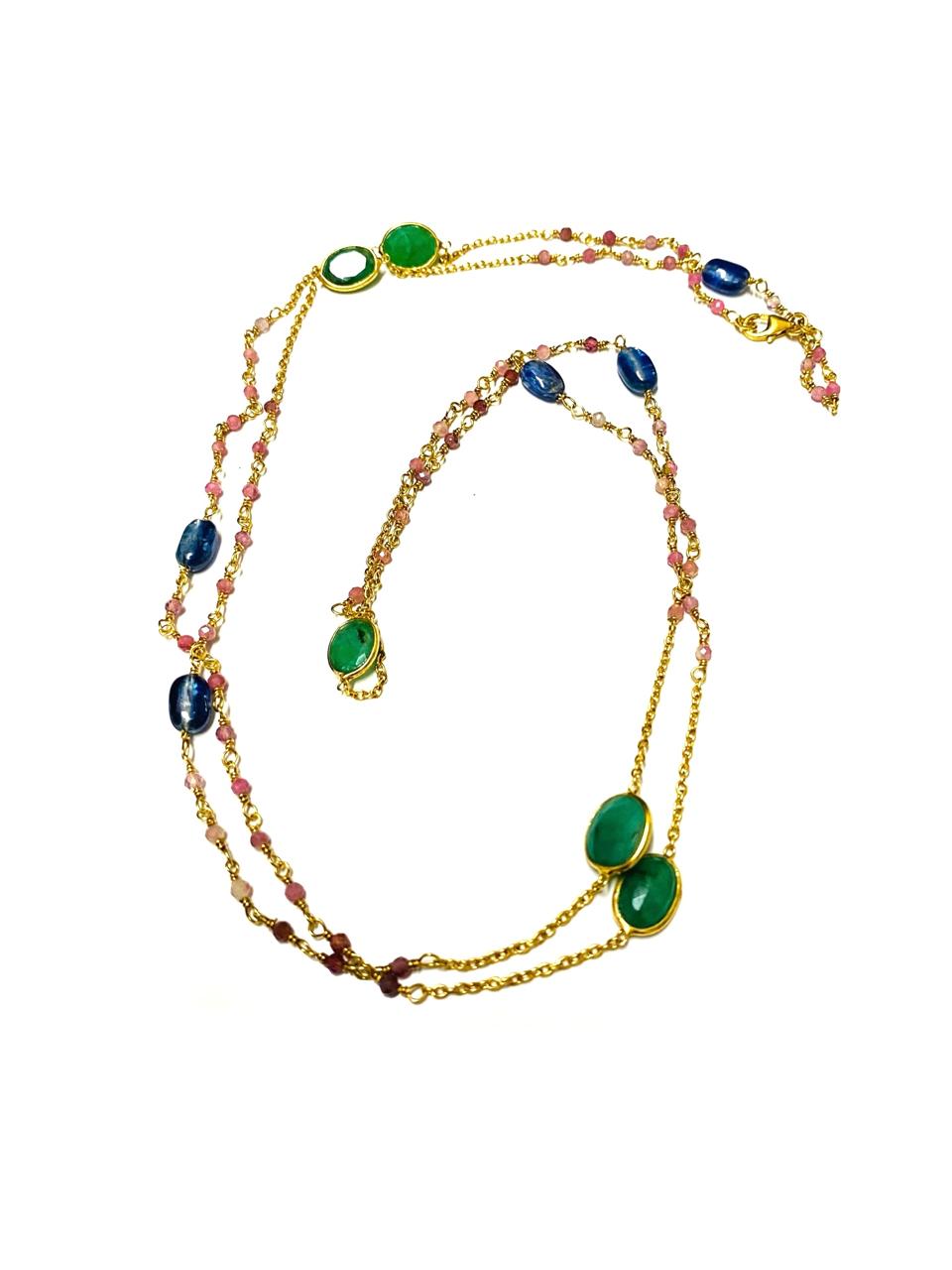 Emerald & Kyanite Necklace – Luxurious Dual Gemstone Elegance - Image 3