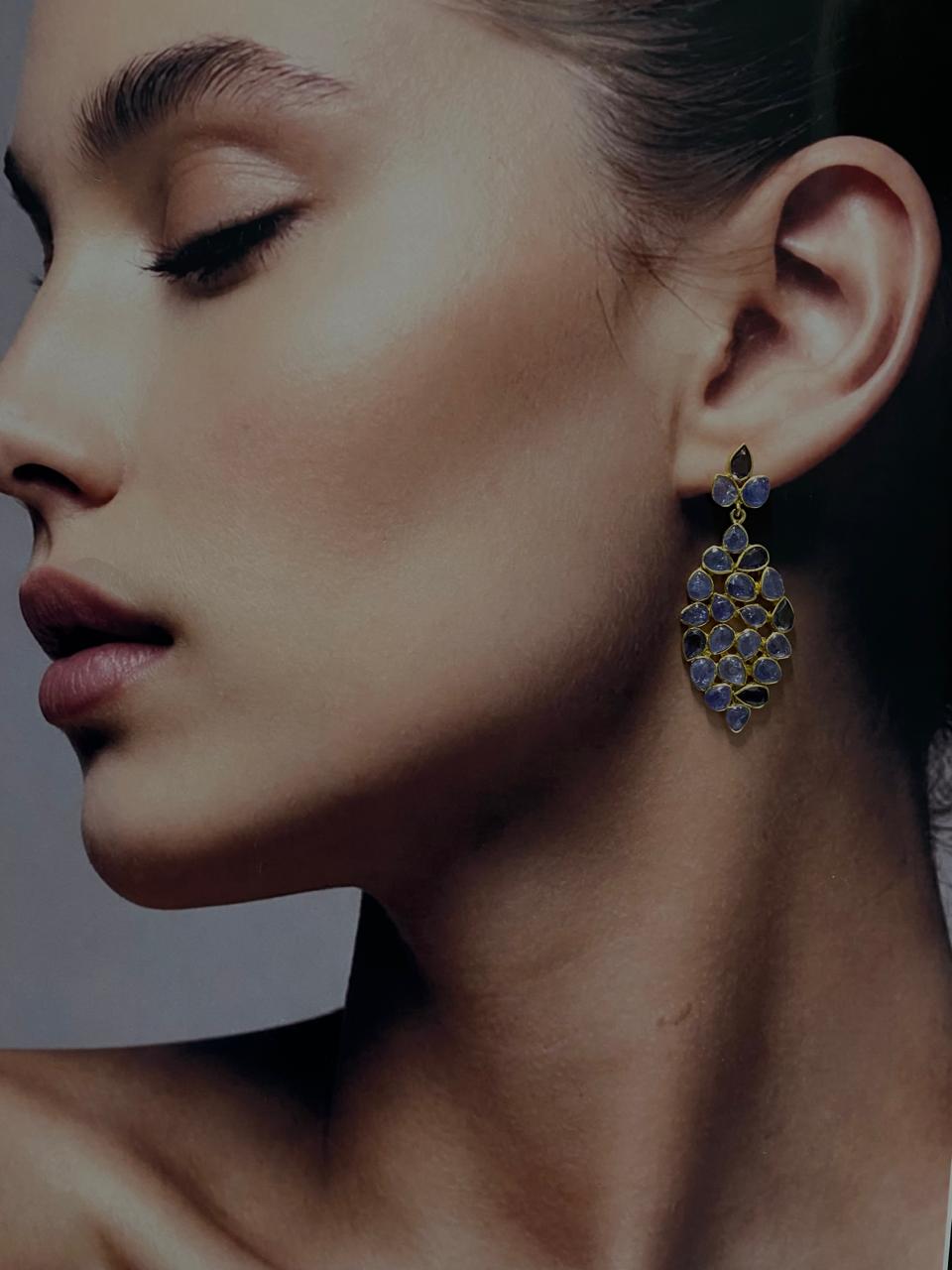 Iolite & Tanzanite Cluster Earrings